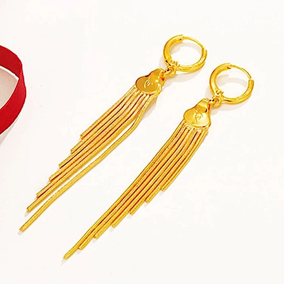 GOLD PLATED TASSEL EARRINGS - Picture 4 of 4